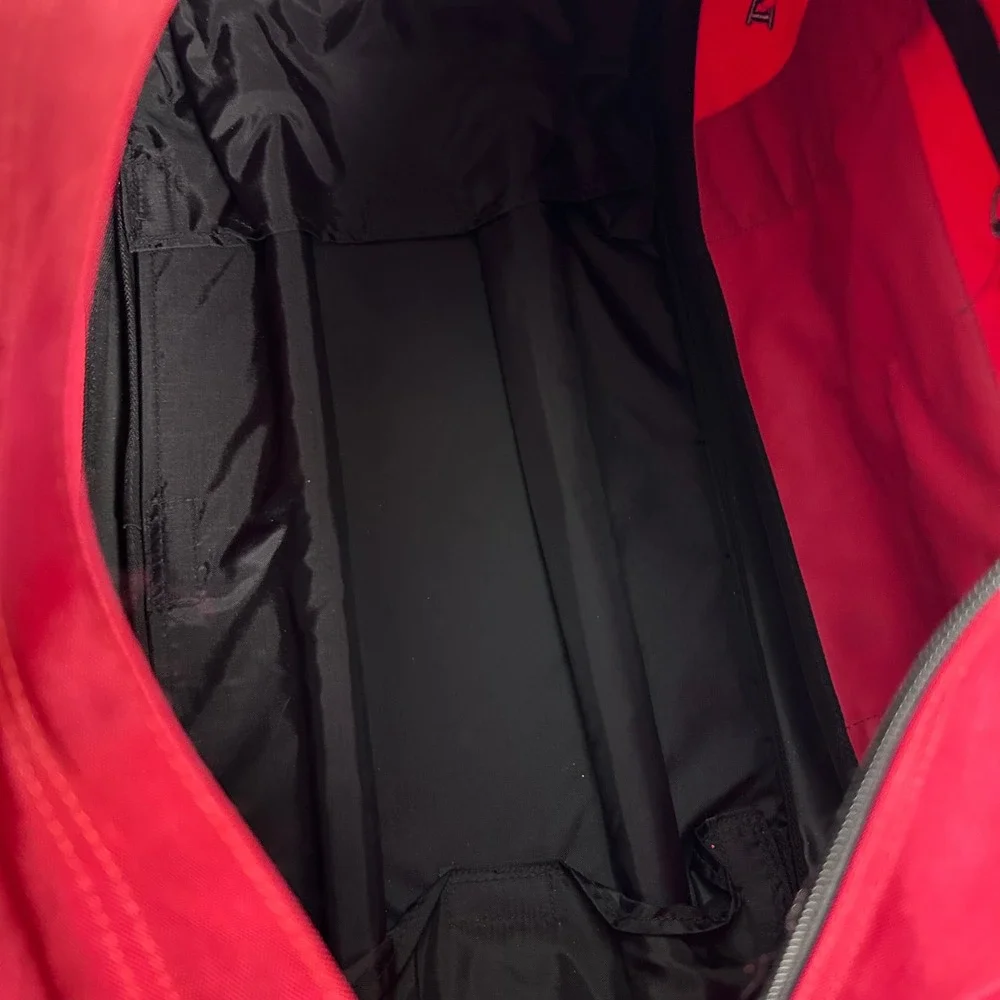 Vintage LL Bean Rolling Duffle Bag Red Black Wheeled Travel Luggage Medium